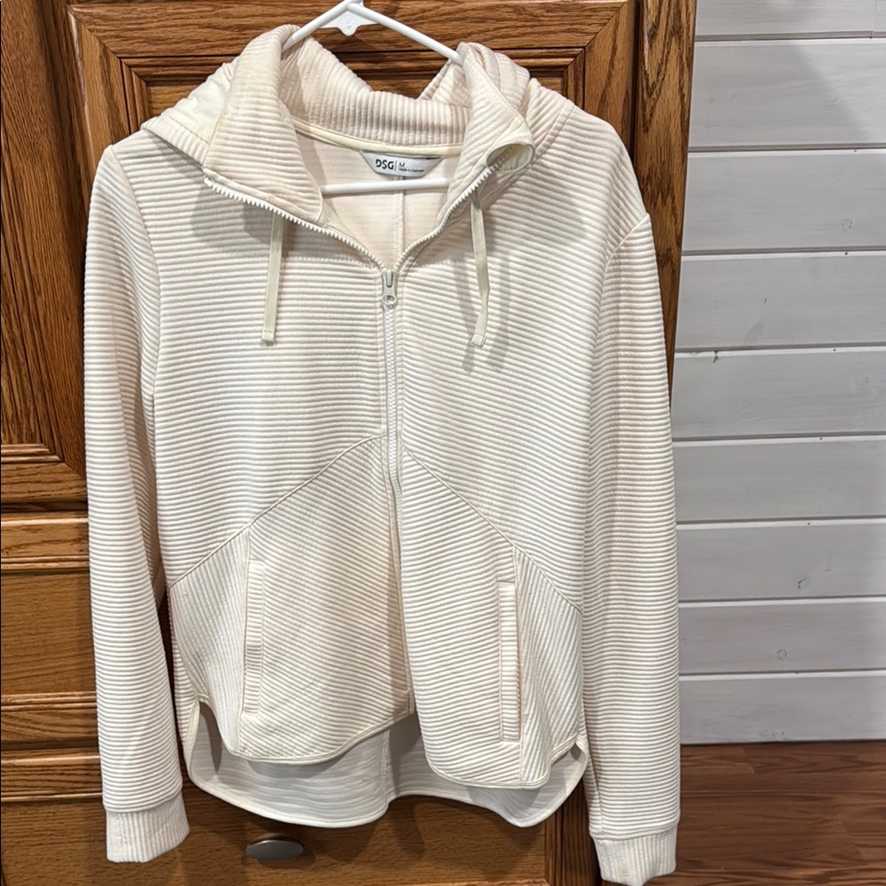 Women's Cream Zip-Up Hoodie Jacket